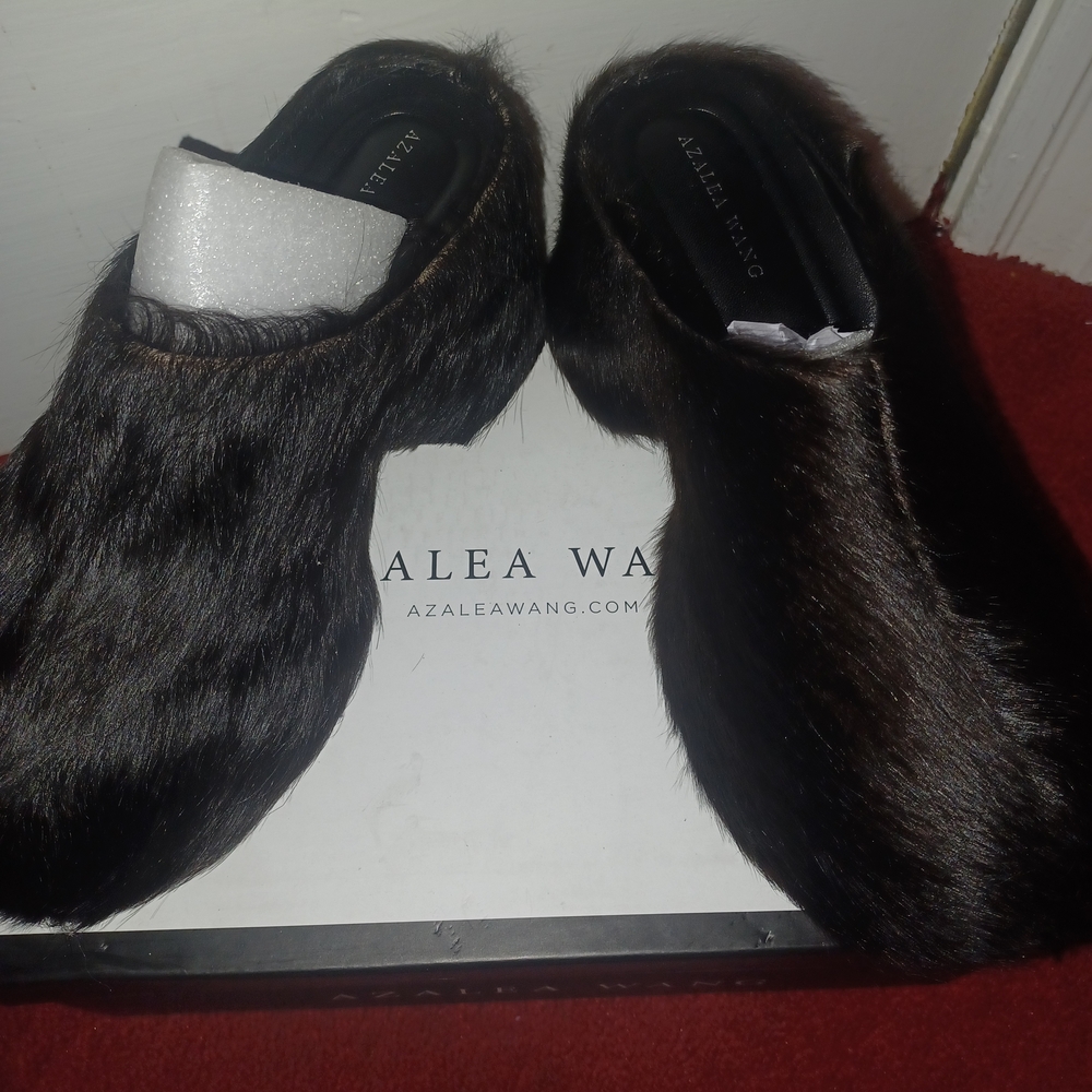 Azalea Wang Dark  Brown Pony Hair Clogs
